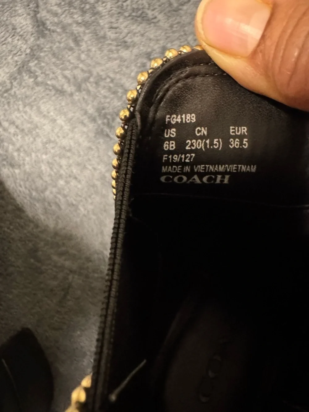 Coach Black Ankle Booties with Gold Bead Trim